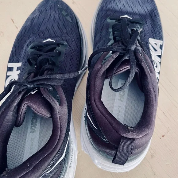 Hoka Black Athletic Shoes with Rocker Sole and Breathable Mesh - Picture 4 of 11